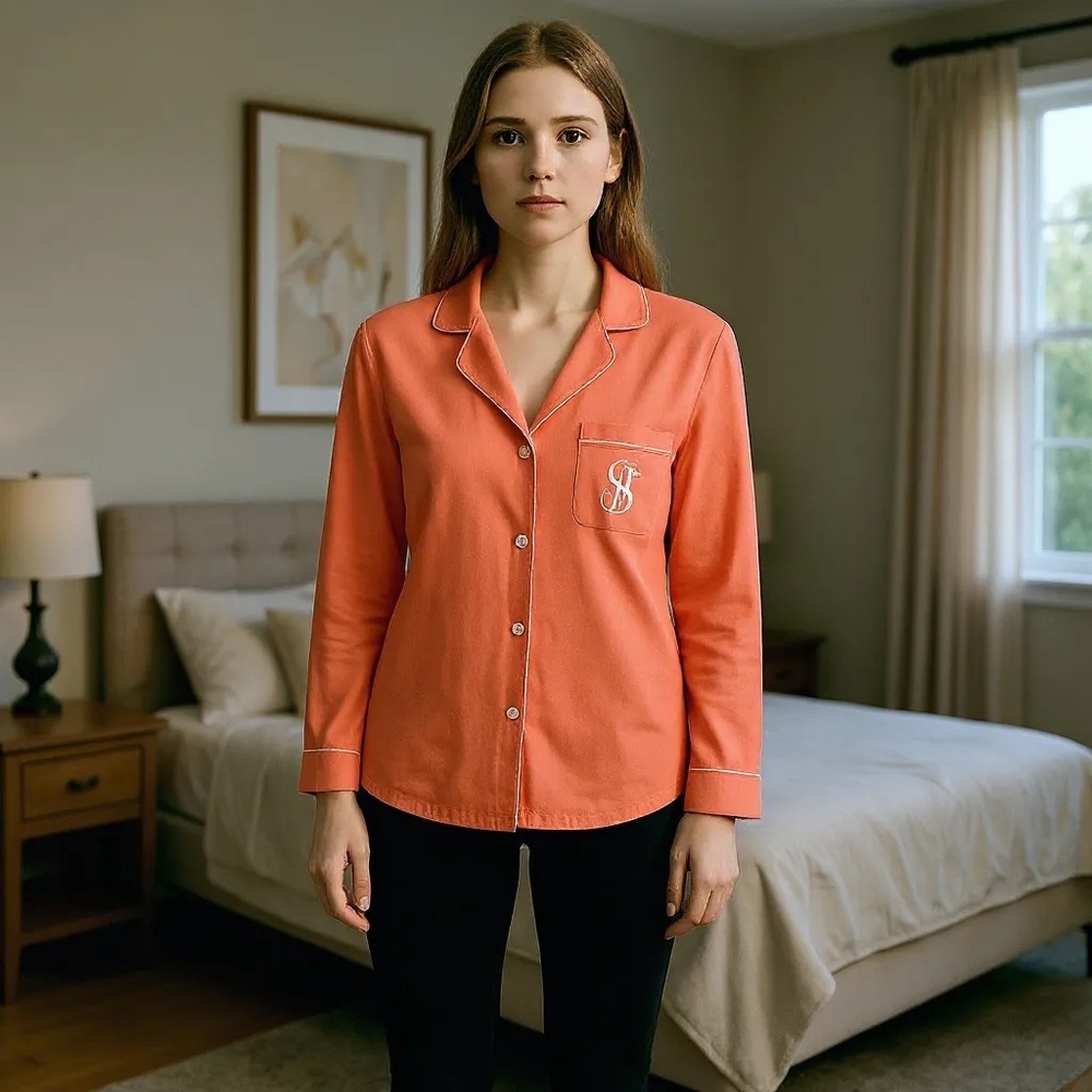 4/$40 Victoria’s Secret Buttondown Peach Pajama Shirt